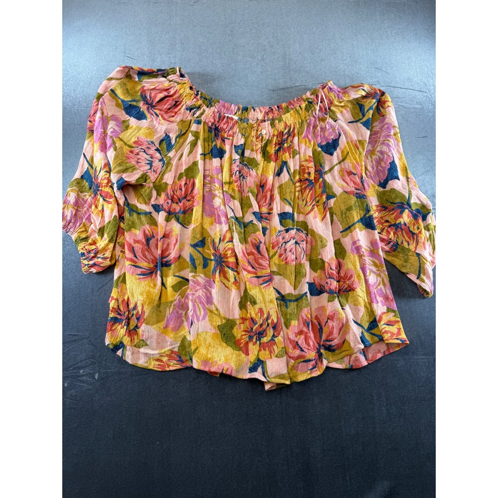 Terra & Sky Womens 2X Pearl Blush Floral Convertible Off The Shoulder Blouse NWT